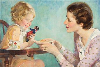 ROY F. SPRETER (1899-1967) Breakfast time for baby. Probable Cream of Wheat advertisement.